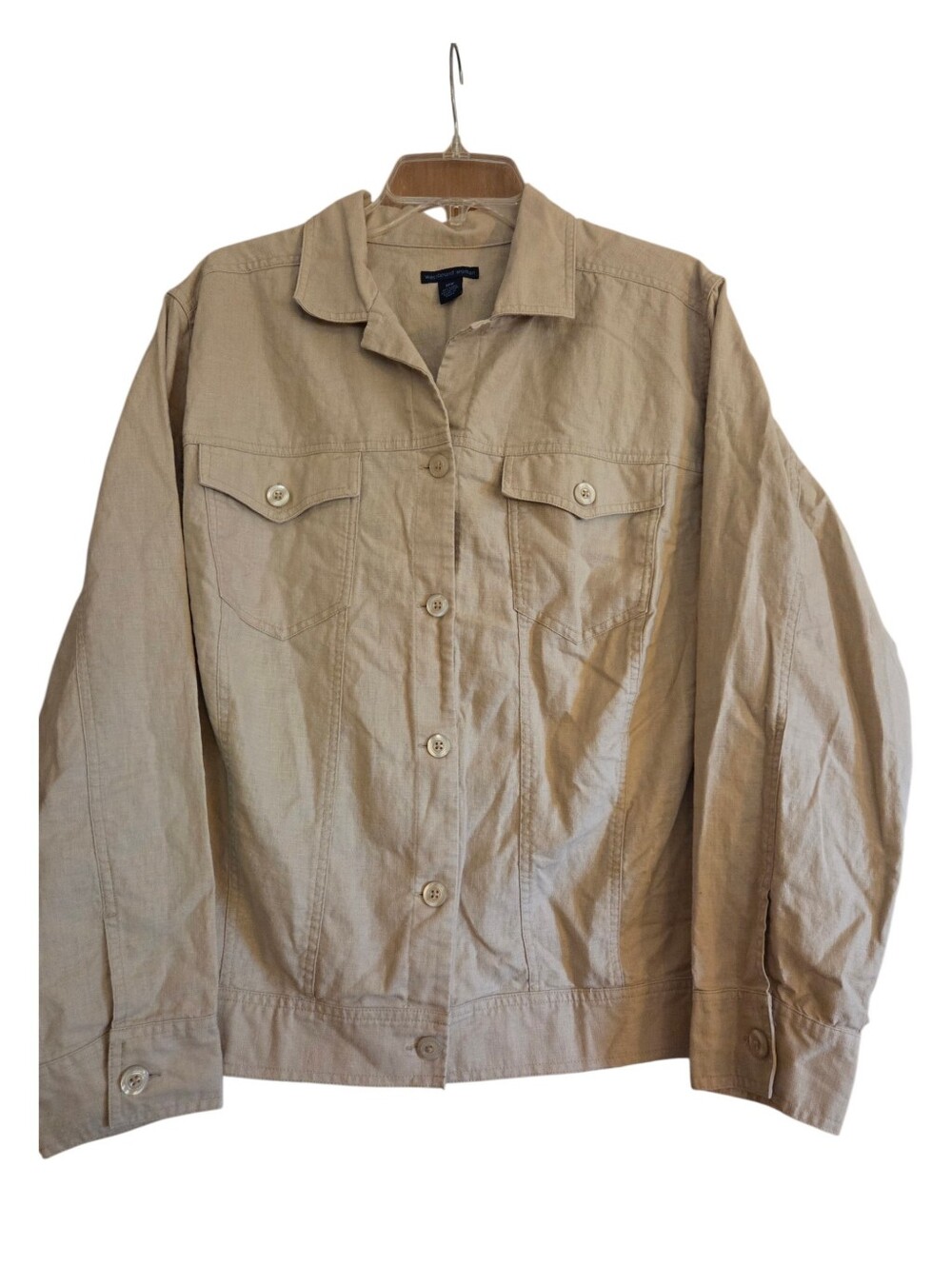 Westbound Woman Light Tan Linen Cotton Jacket Fall Lightweight Plus Size 18W